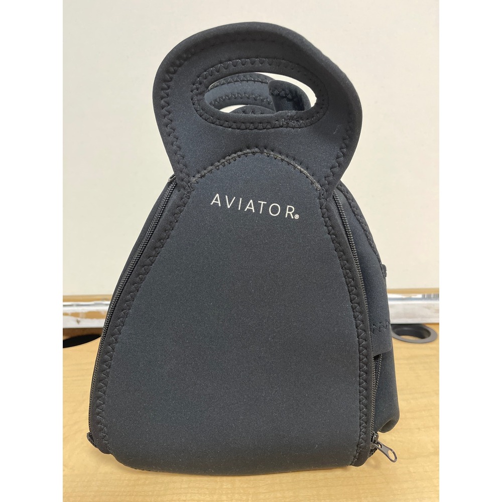 FlatBox Aviator Insulated Neoprene Lunch Bag Black Zips Flat Placemat Tote